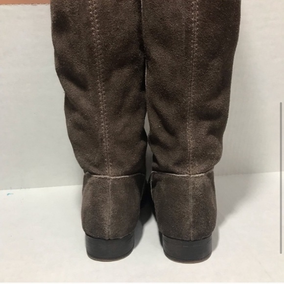 Nine West Vintage America Taupe Suede Leather Knee High Boots Low Heel 5M - Picture 3 of 5
